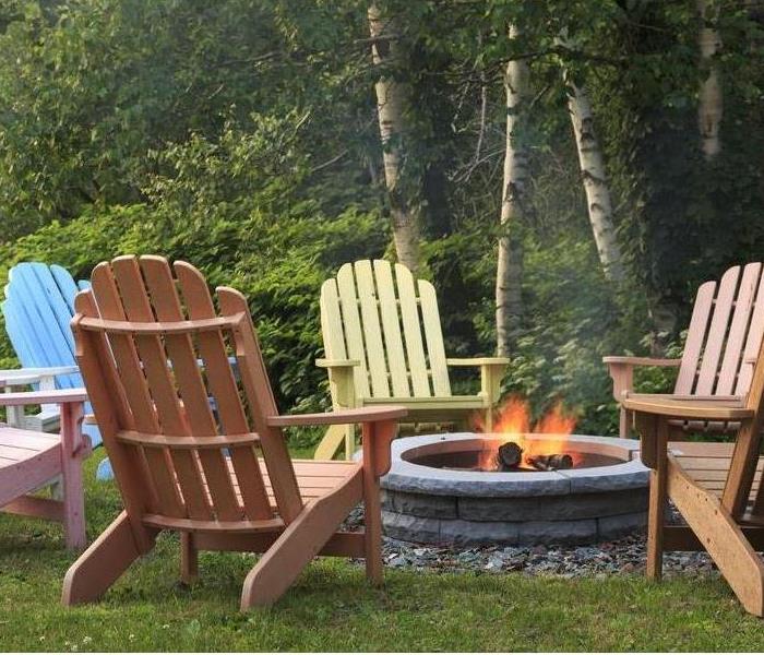 chairs around a fire pit